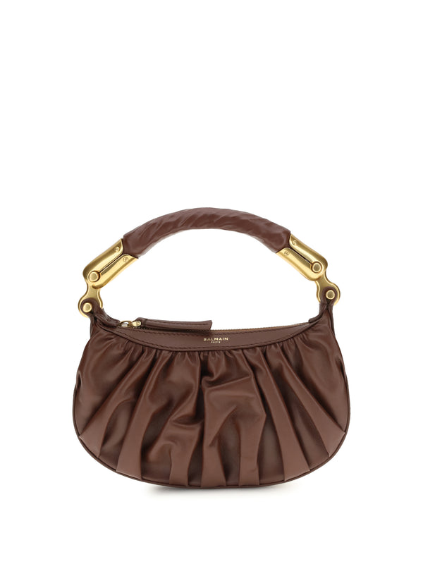 Balmain 100% calf suede top handle bag in brown