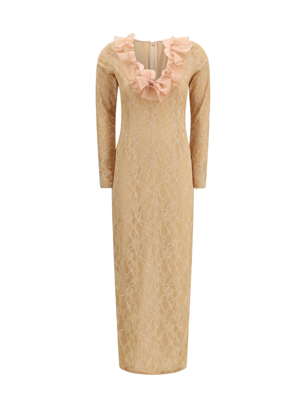 Evening Dress Stretch Lace Nude Polyamide