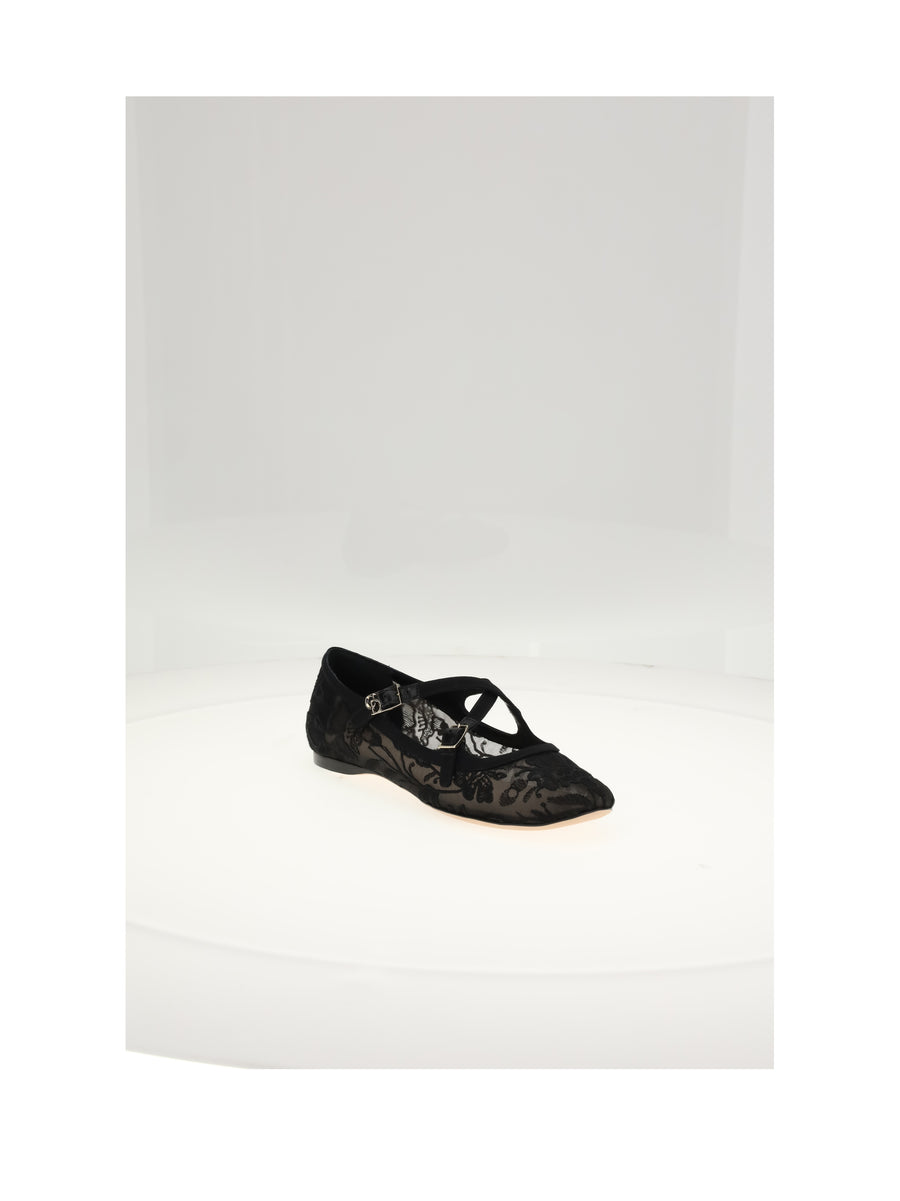 Ballerina Black With 0.5cm Heel Upper Cotton Shoes