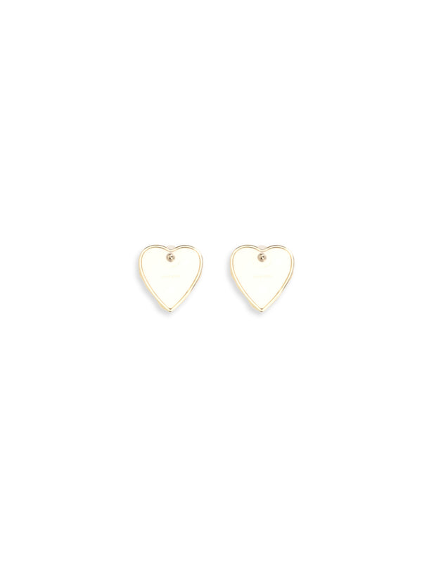 Earrings Embellished Heart Gold Brass