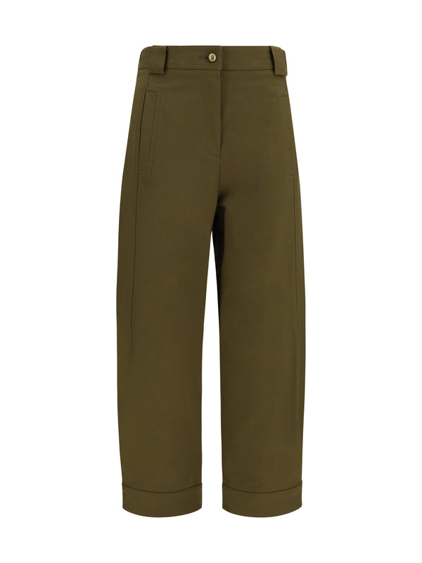 Max Mara 95% Cotton trousers in green