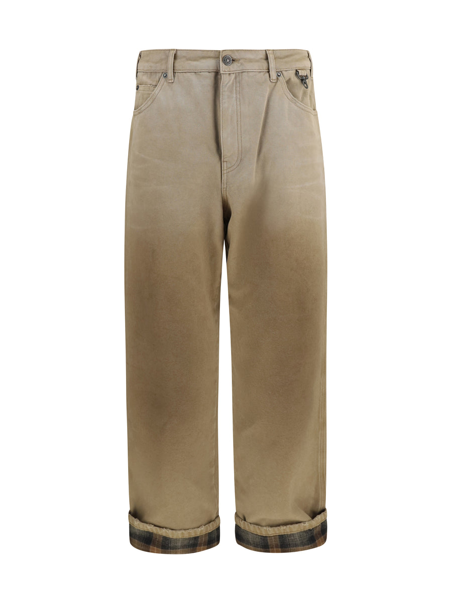 Cotton Pants With Check Detail Cartouche