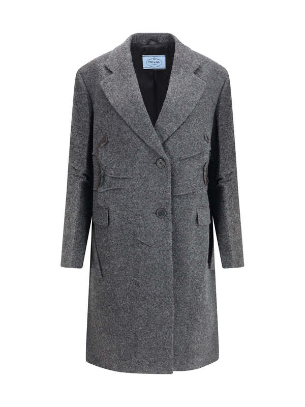 Prada 100% Fleece Wool coat in gray
