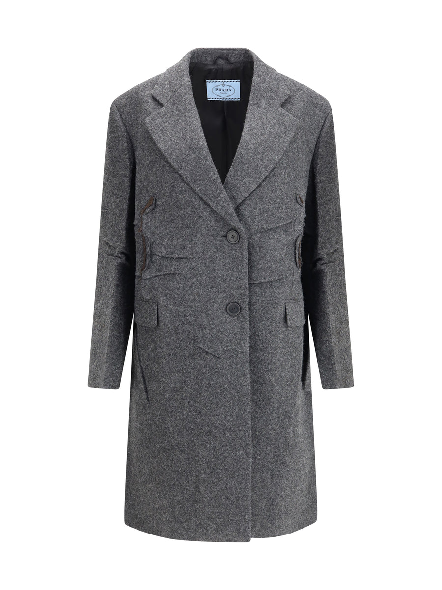 Prada 100% Fleece Wool coat in gray