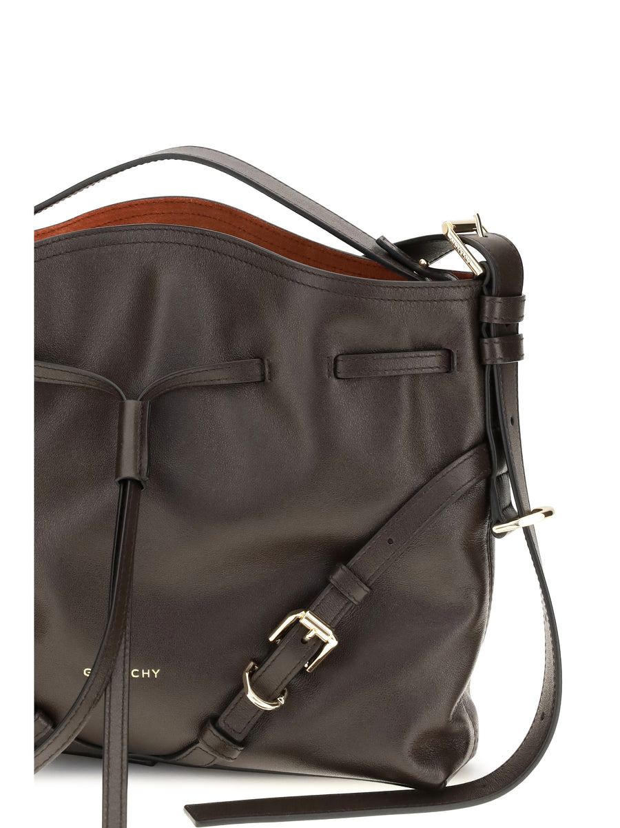 Bucket Handbag Voyou Glossy Leather Chocolate Calf Bags