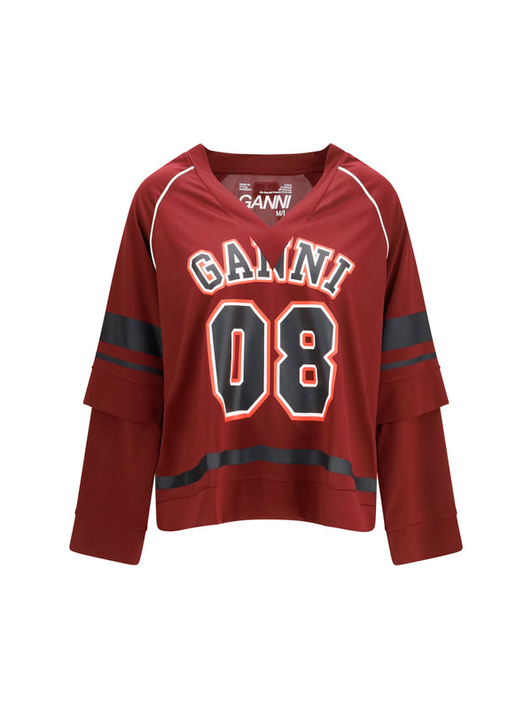 Ganni 100% Polyester t-shirt in red