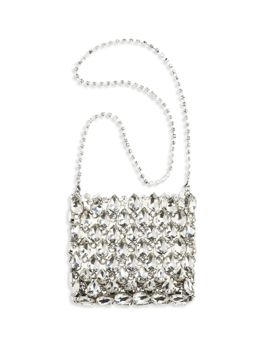 Pouch Crystal Mesh Silver Polyester Shoulder Bags