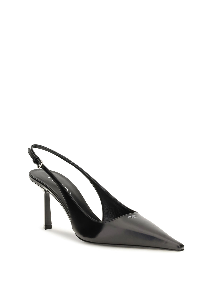 Pumps Leather Slingback Black