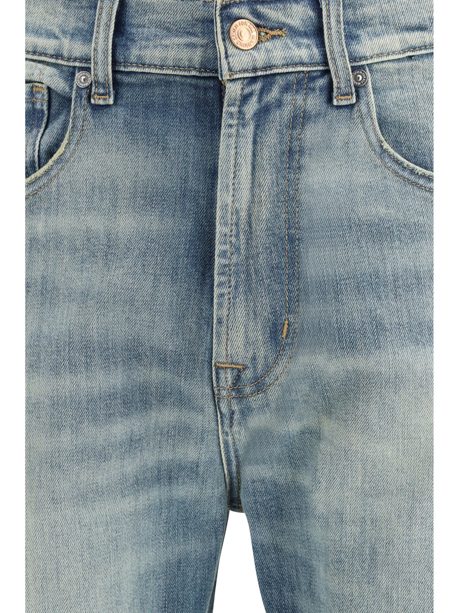 Jeans Easy Straight Mid-Rise Blue Cotton