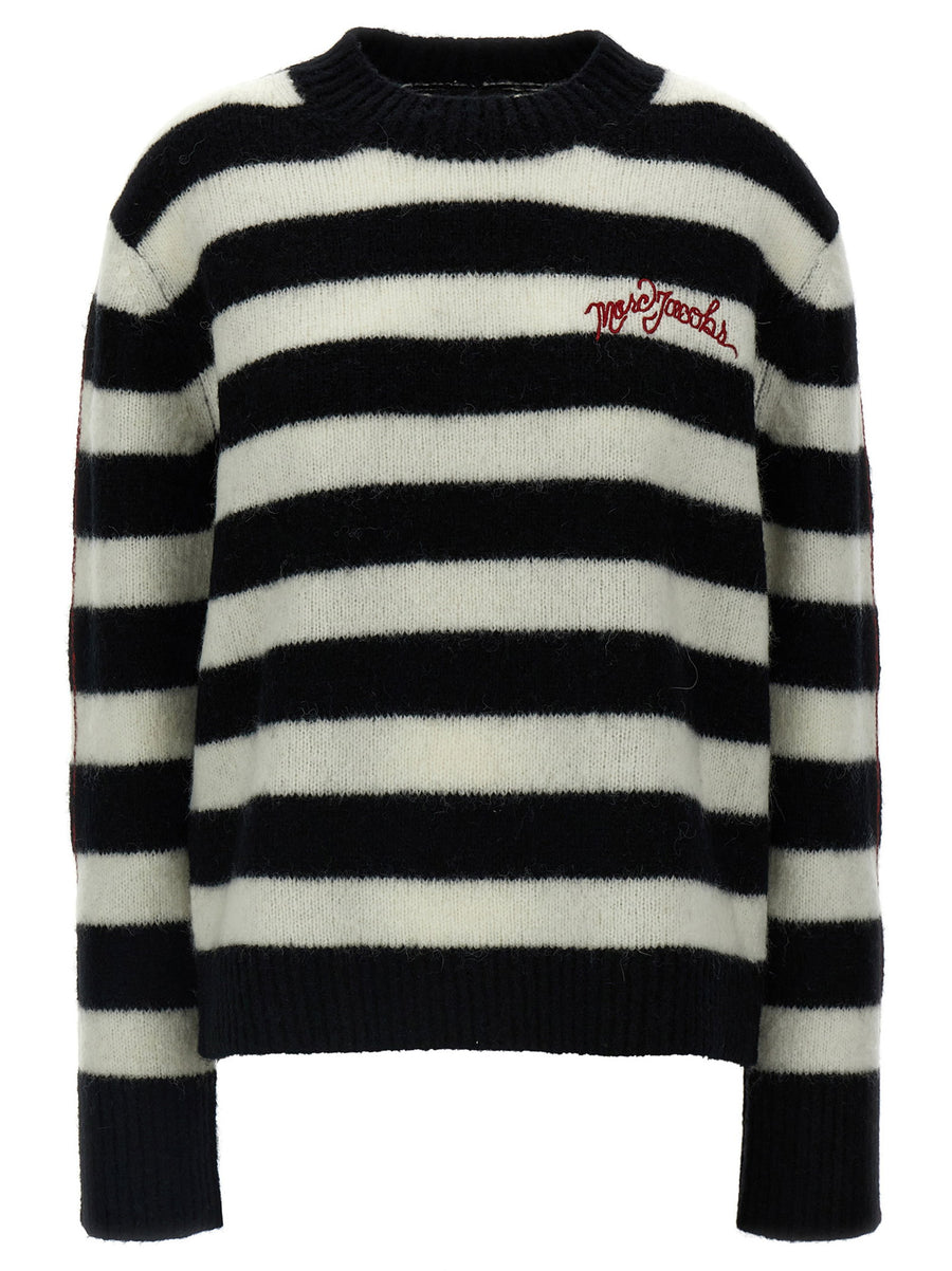 Marc Jacobs Striped Alpaca Wool Blend Sweater — Black