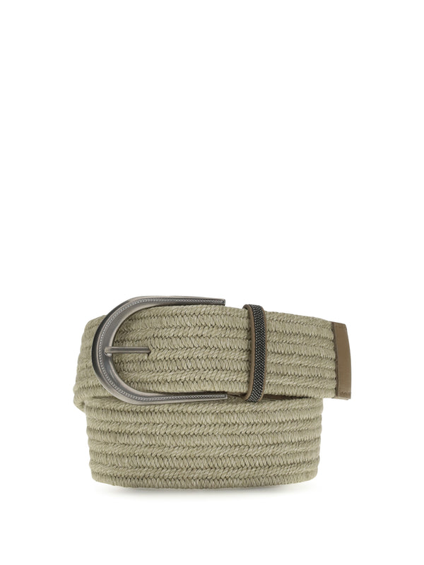 Belt Shiny Loop Braided Linen Natural