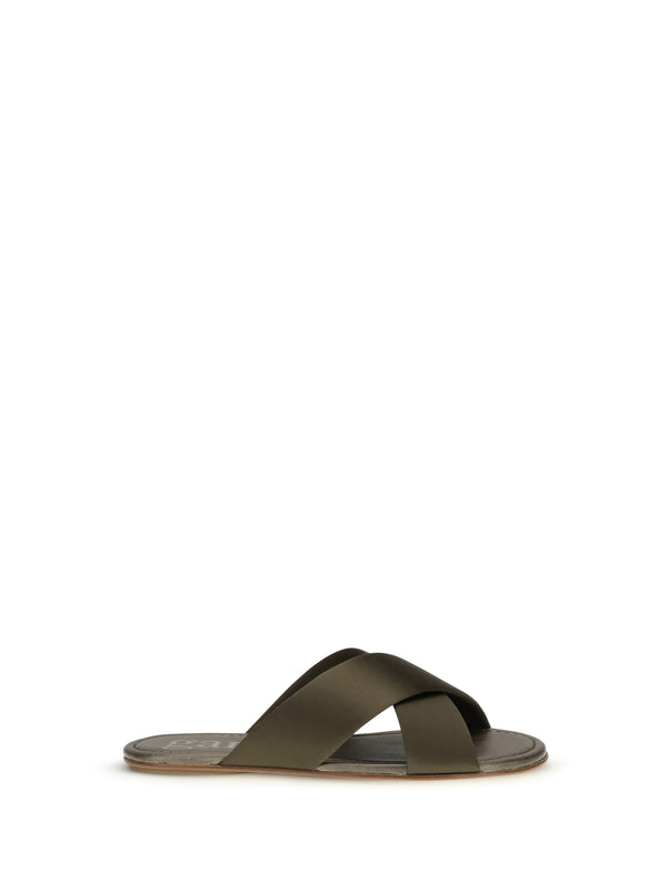 Pedro GarcíA Upper: 100% silk; Sole: 100% calf leather sandals in green