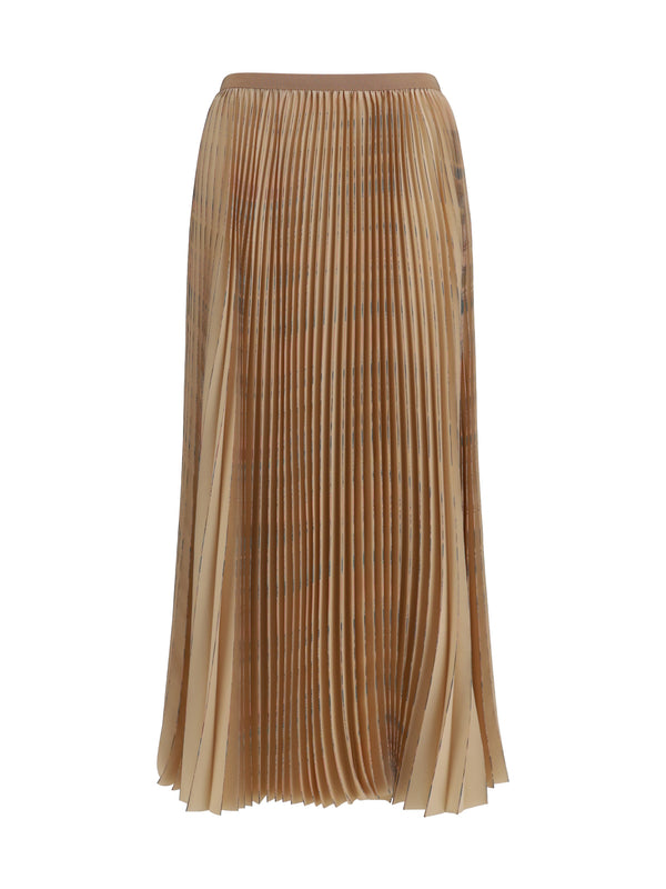 Pleated Midi Skirt Steel-Chiné Steel/chiné Polyester