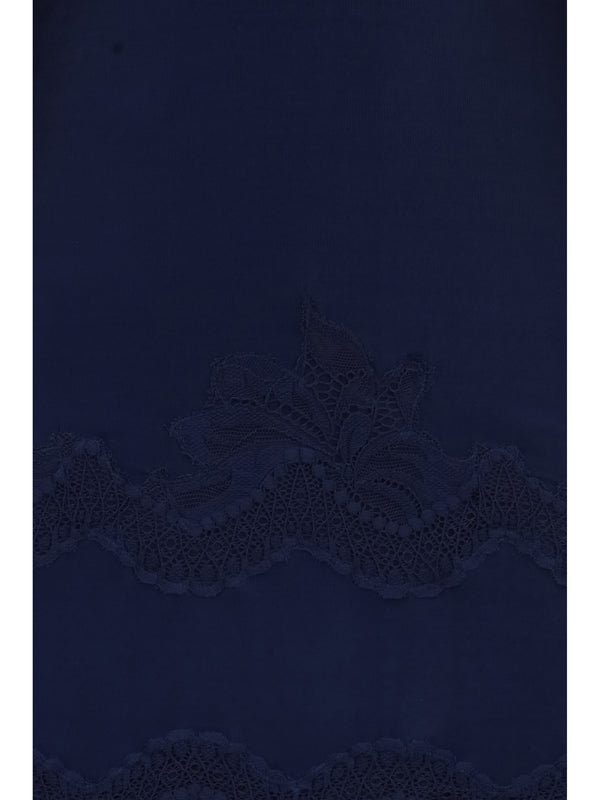 Dress Deep Navy Lace And Jersey Polyamide