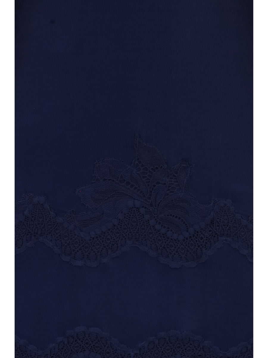 Dress Deep Navy Lace And Jersey Polyamide