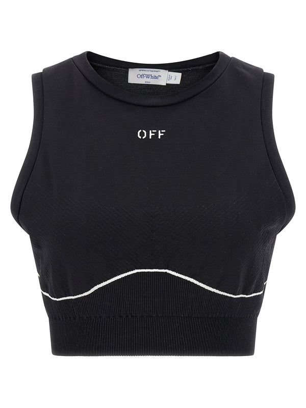 توب حياكة مطرز من Off White شعار — أسود