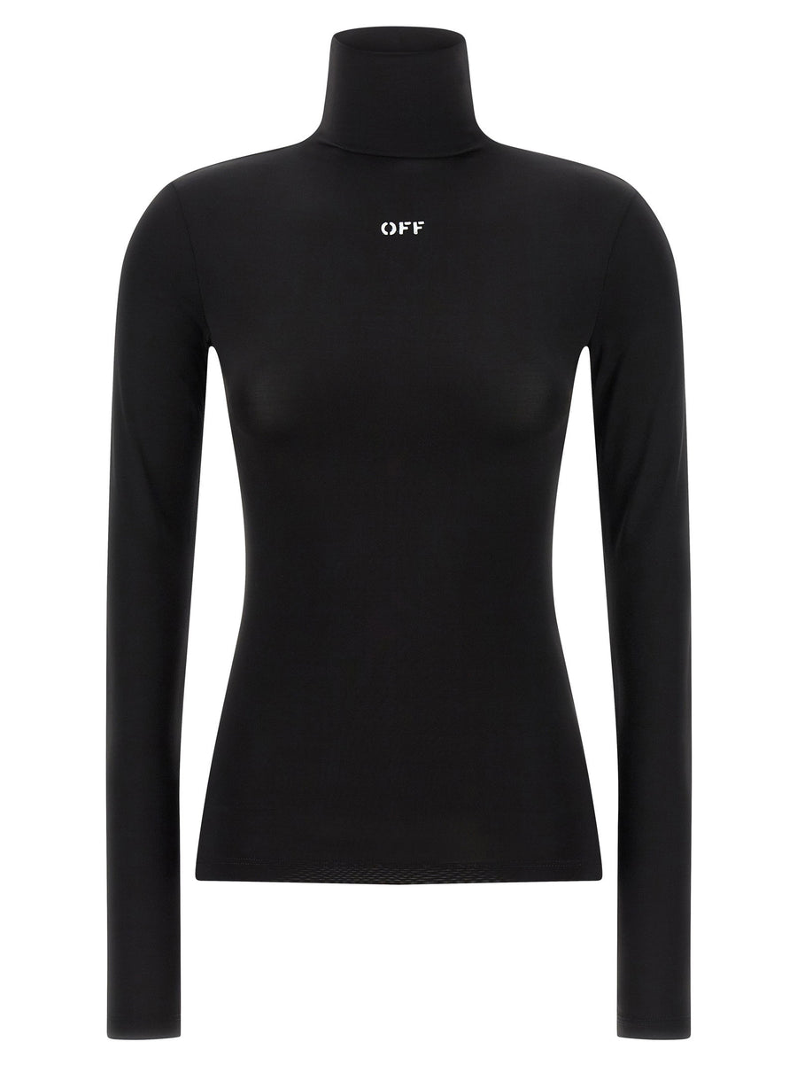 Off White Logo-Embroidered Turtleneck — Black