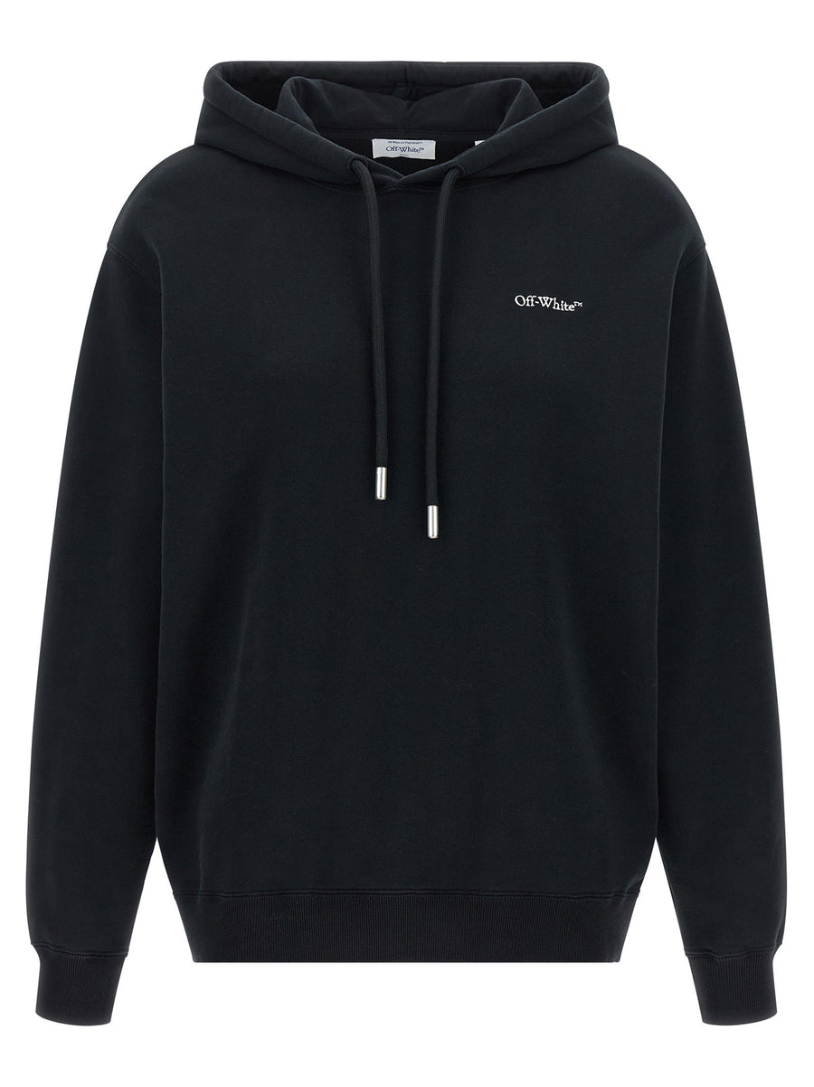Off White Logo-Embroidered with Arrow & Floral Graphic Hoodie — Black