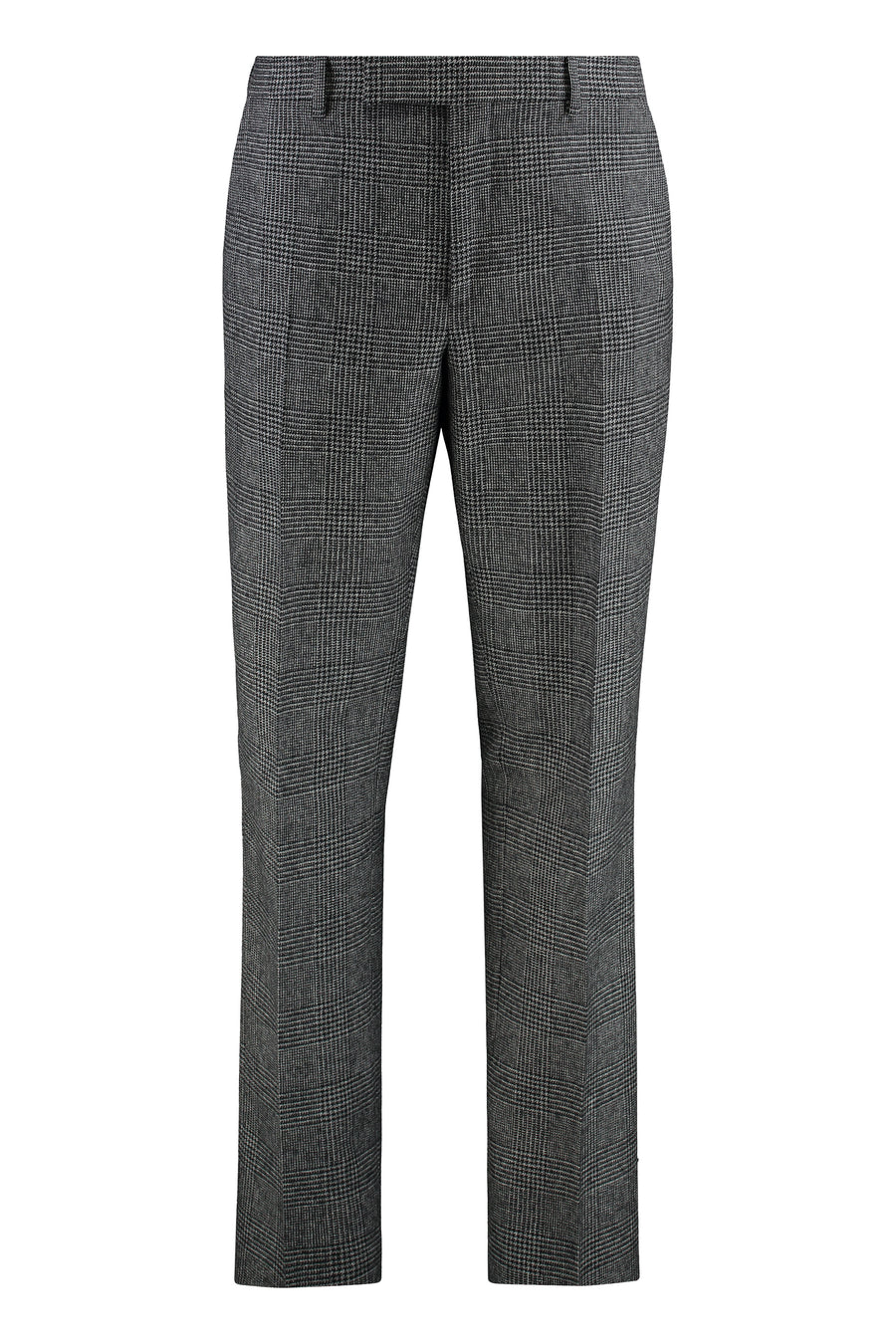 Prince Of Wales Checked Trousers Black Wool