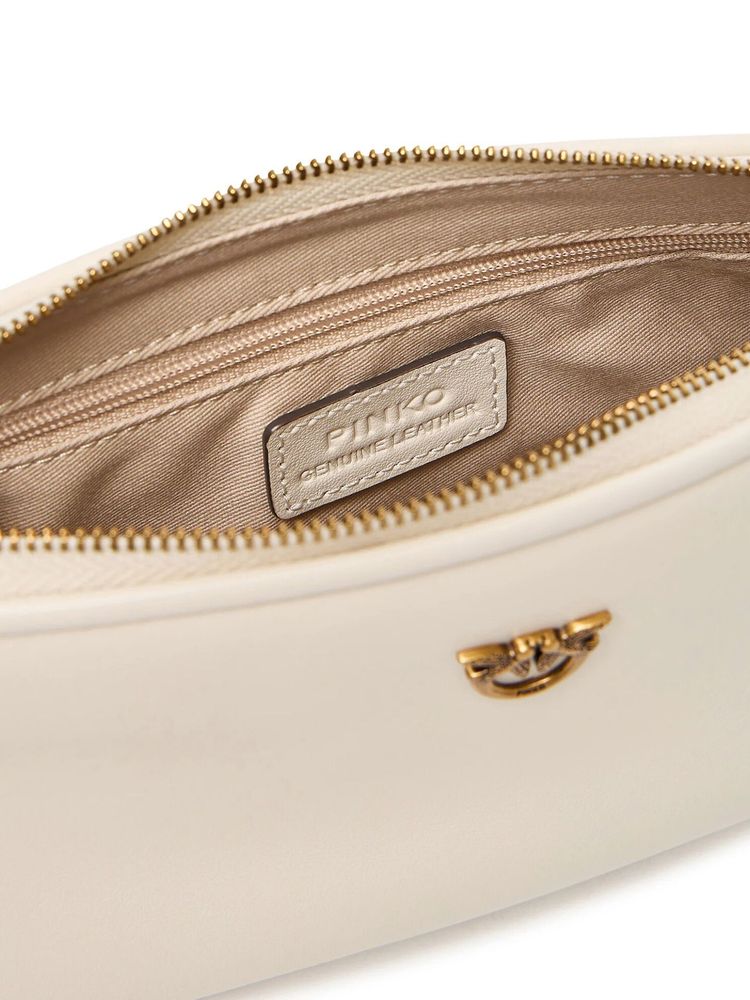 Pinko 100% Goat Leather shoulder bag in white