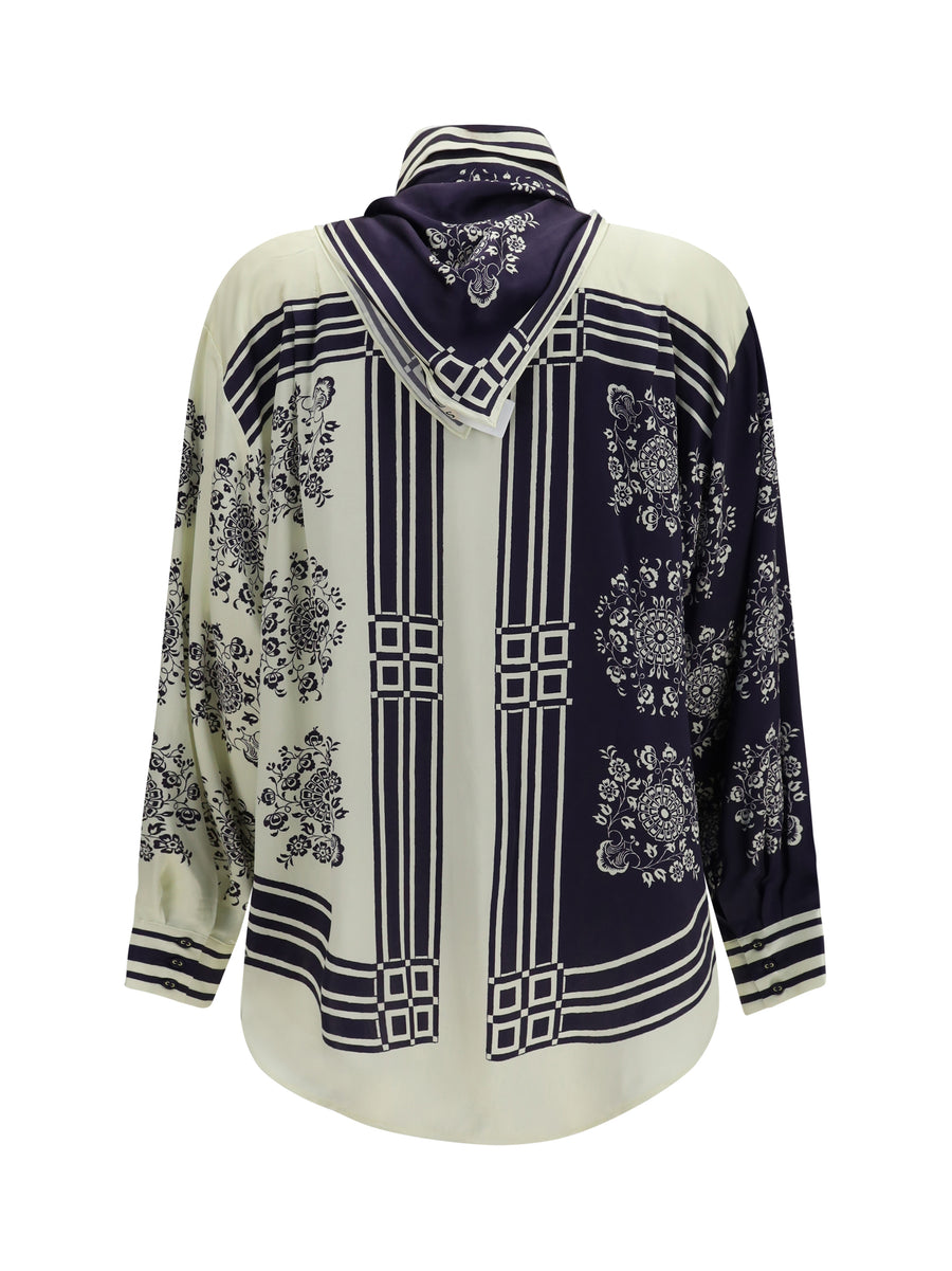 Silk Shirt Banderra With Scarf Ink