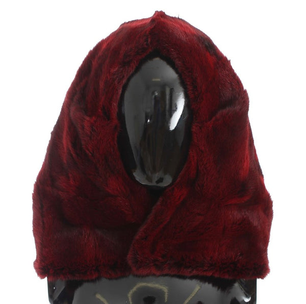 Dolce & Gabbana 100% Hamster Fur hooded shawl in red