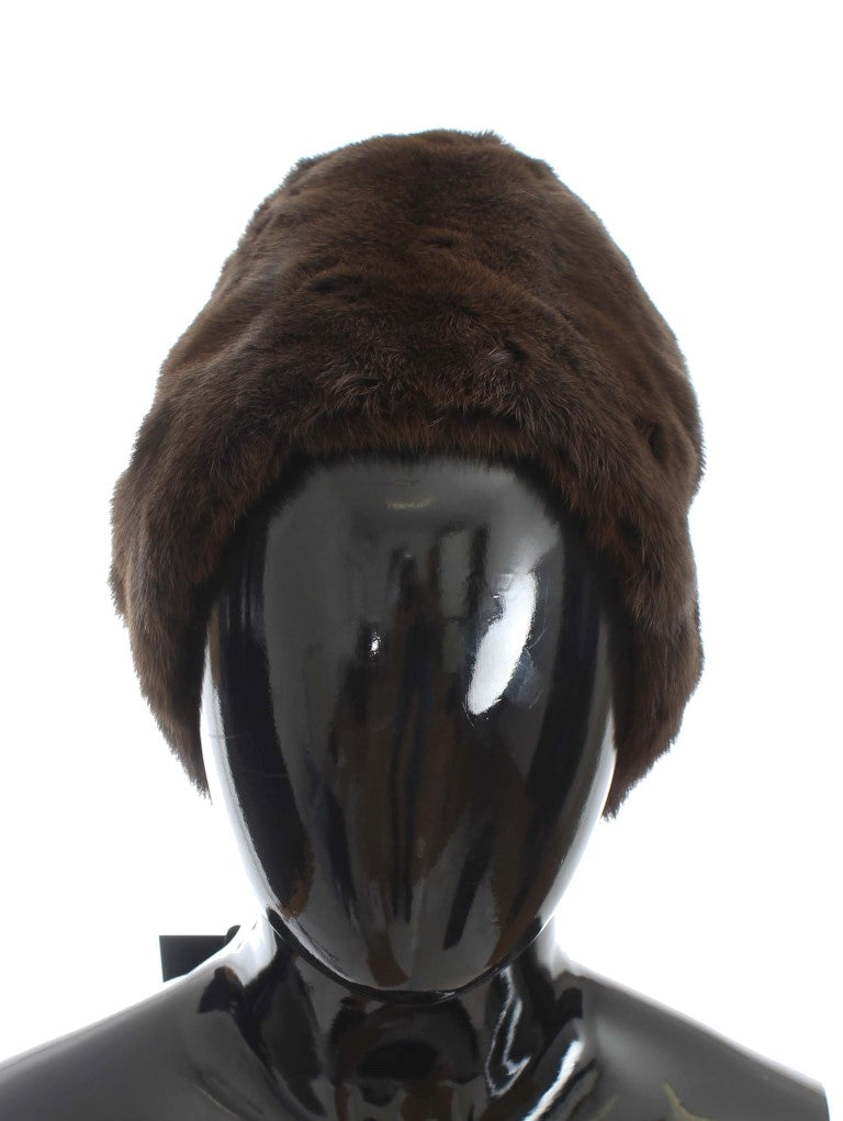 Dolce & Gabbana MS812 100% Weasel fur; 100% Cashmere lining beanie in brown