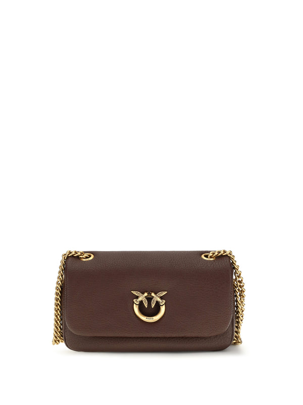 Medium Love Bag Click Soft Horizontal Shoulder Castano Intenso-antique Gold Calf Leather Bos Taurus