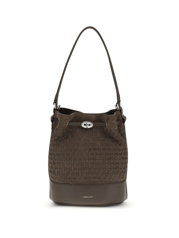 Zanellato 100% Calf Leather Bos Taurus bucket bag in brown