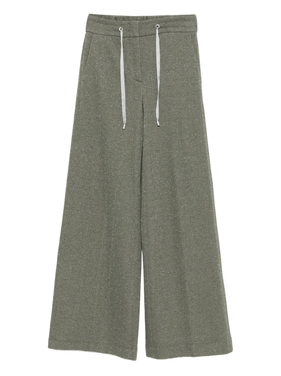 Peserico Outer: Cotton 80% trousers in olive green