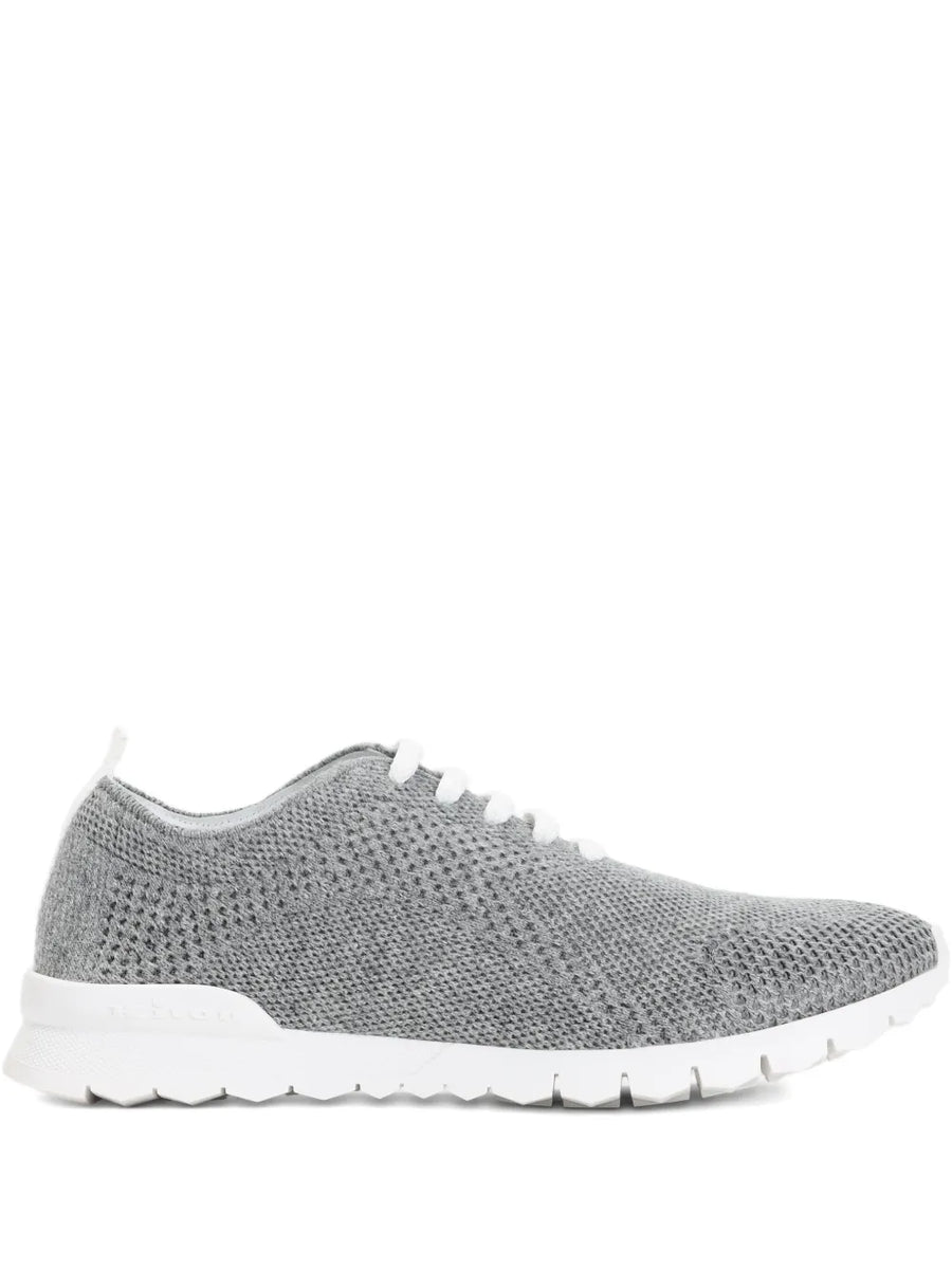 Kiton Knitted mesh upper sneaker in grey