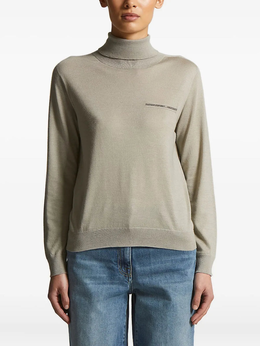 Peserico Cashmere 87% turtleneck in beige