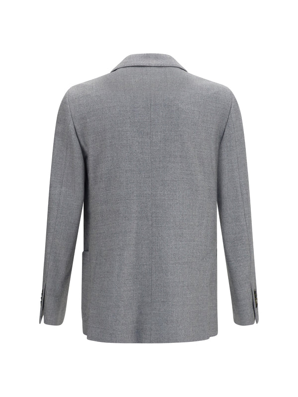 Jacket Double-Breasted Wool-Blend Grey Merino Wool (ovis Aries)
