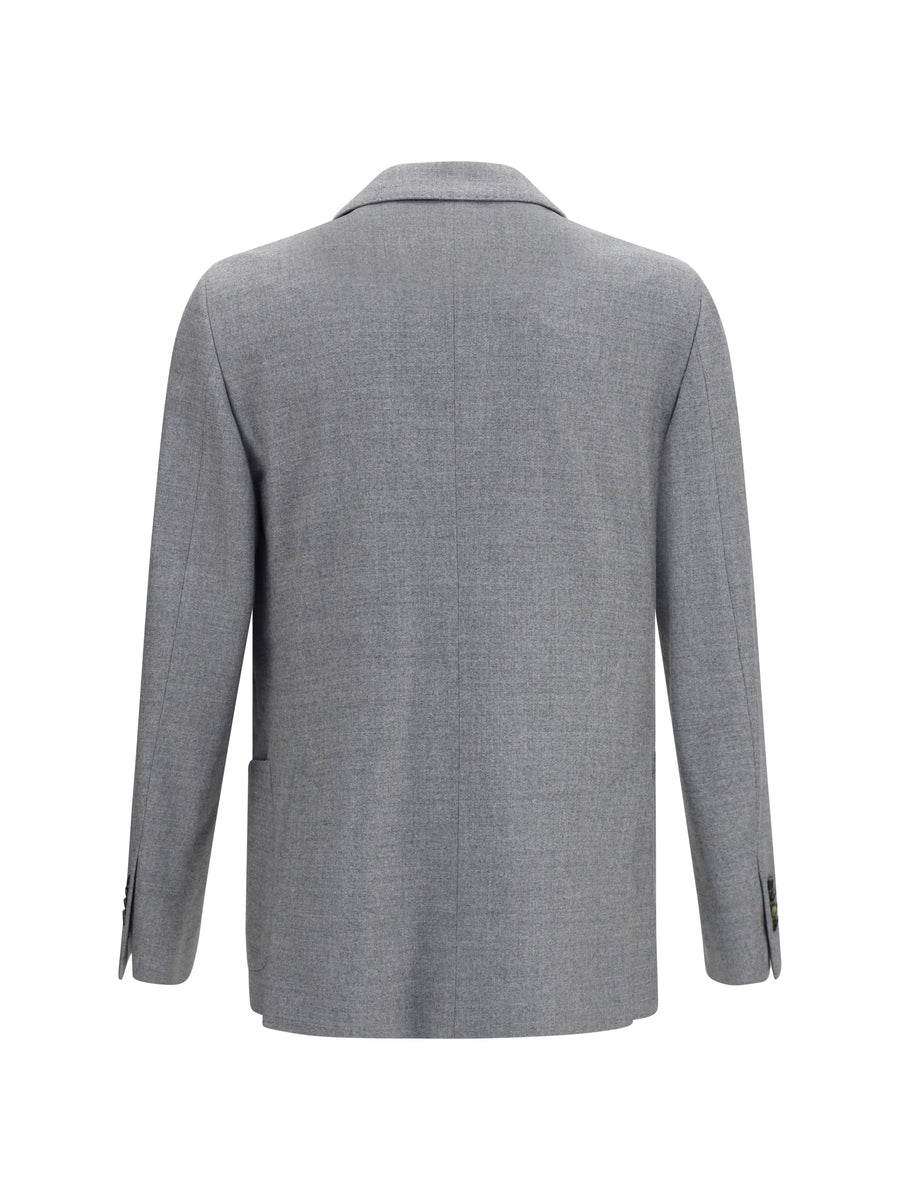 Jacket Double-Breasted Wool-Blend Grey Merino Wool (ovis Aries)
