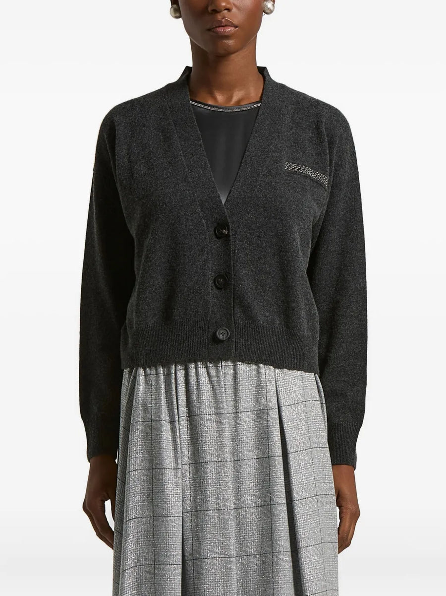 Peserico 100% wool cardigan in charcoal