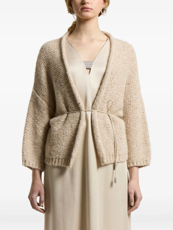 Peserico 100% composition (fabric composition incomplete in source data) cardigan in beige