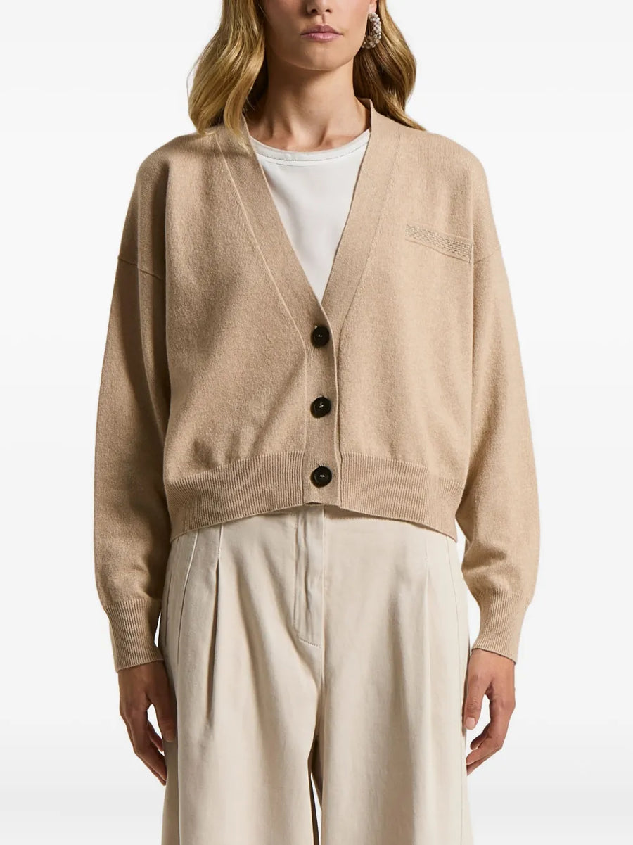 Peserico Virgin Wool 55% cardigan in beige