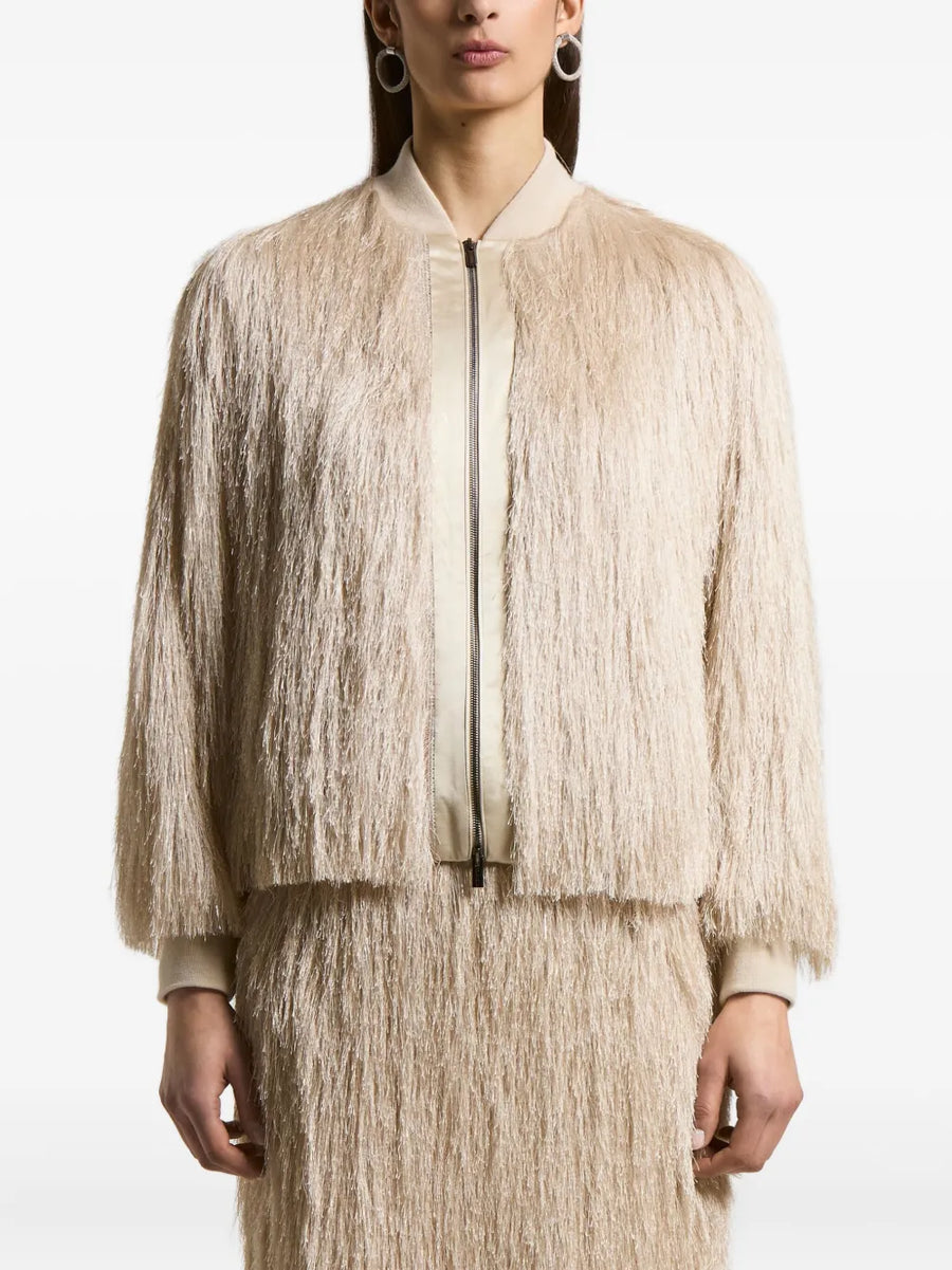 Peserico 100% unspecified fiber bomber jacket in beige