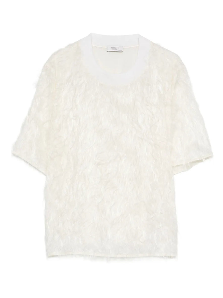 Peserico Silk 100% t-shirt in off-white
