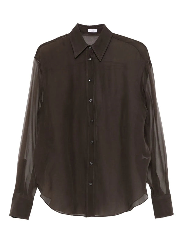 Brunello Cucinelli Silk 100% shirt in brown