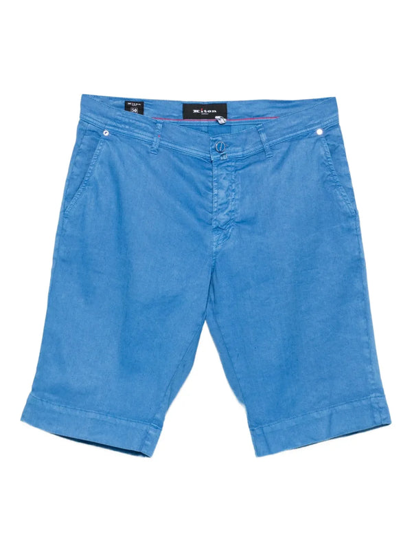 Kiton Outer: Linen/Flax 65% shorts in blue