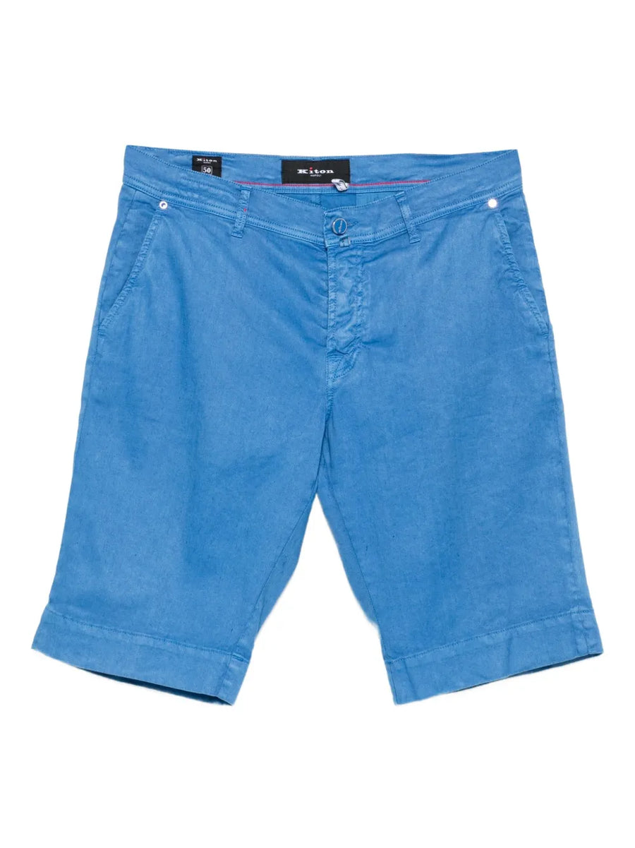 Kiton Outer: Linen/Flax 65% shorts in blue