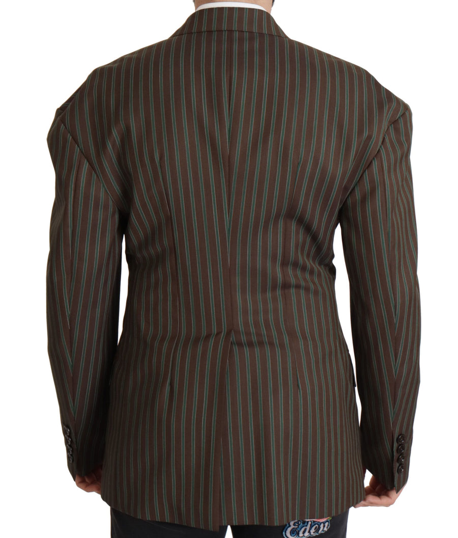 Multicolor Stripes Double Breasted Blazer Wool Clothing