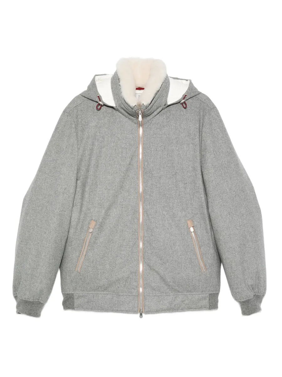 Brunello Cucinelli Outer: Calf Leather jacket in grey