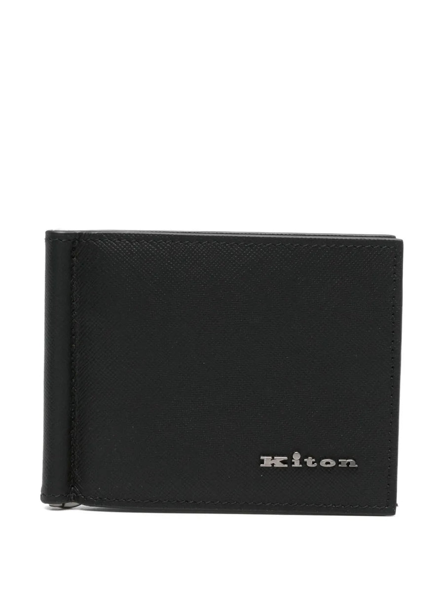 Kiton Calf Leather 100% wallet in black