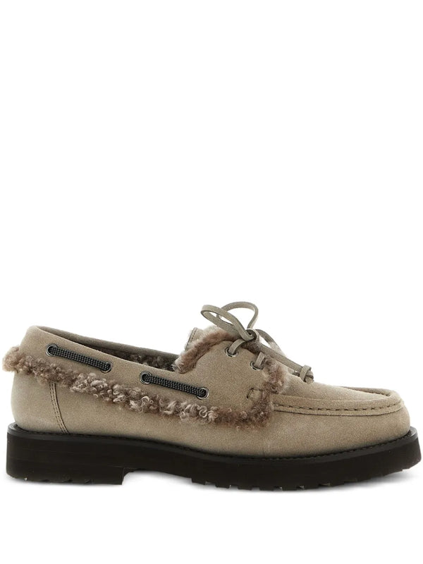 Brunello Cucinelli Calf suede upper loafer in grey