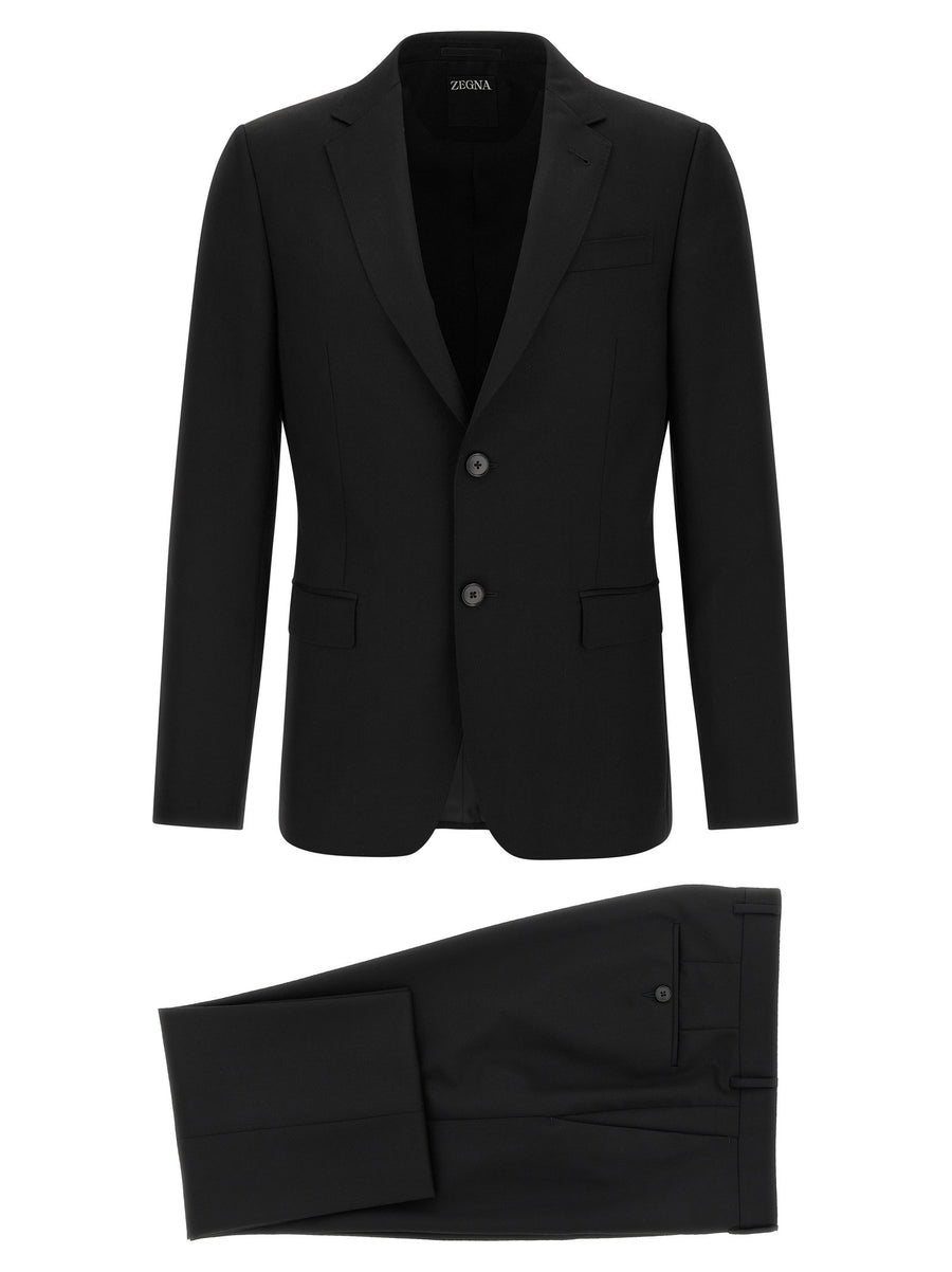 Zegna Wool and Mohair Blend Pant Suit — Black