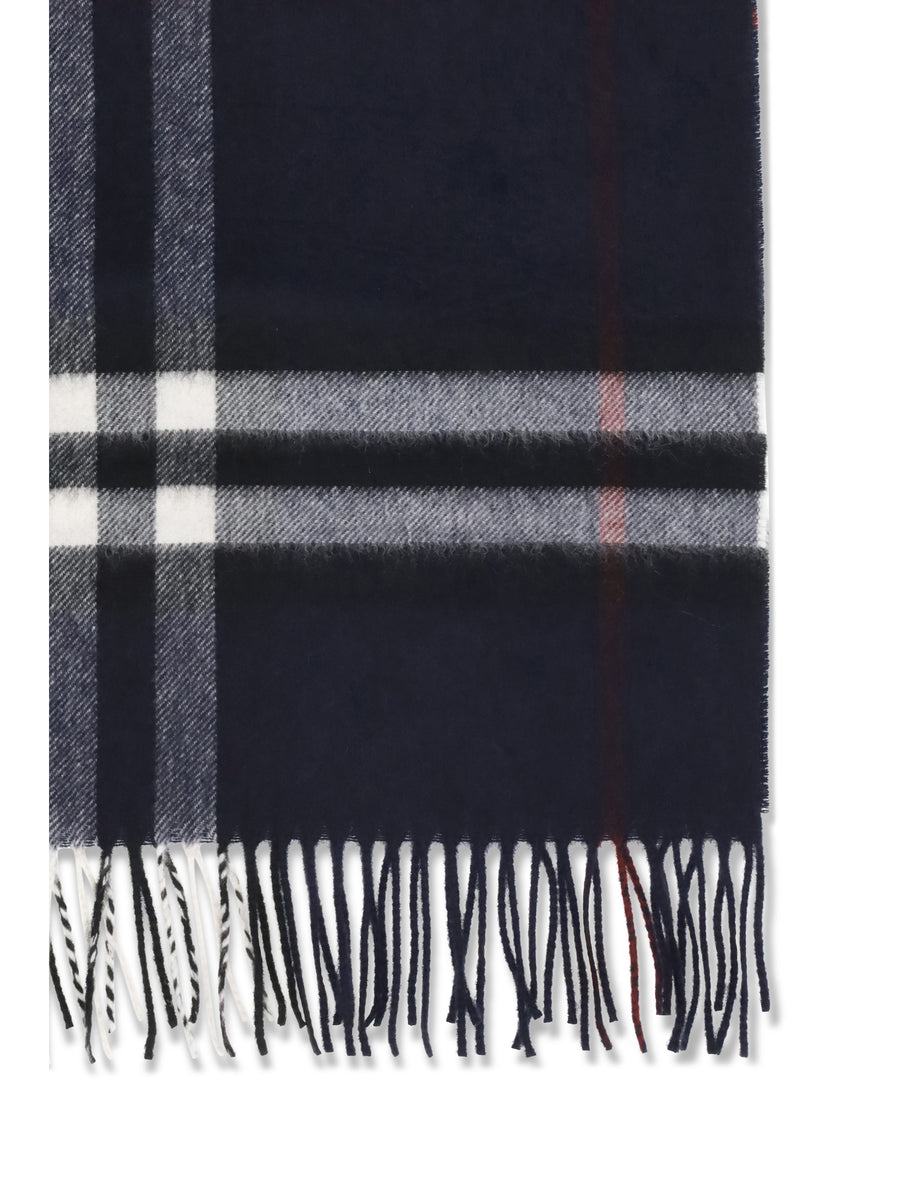 Scarf Check Cashmere Ink Blue (capra Hircus)