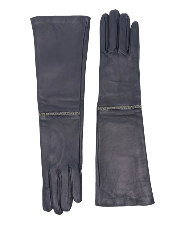 Peserico Calf Leather 100% gloves in navy
