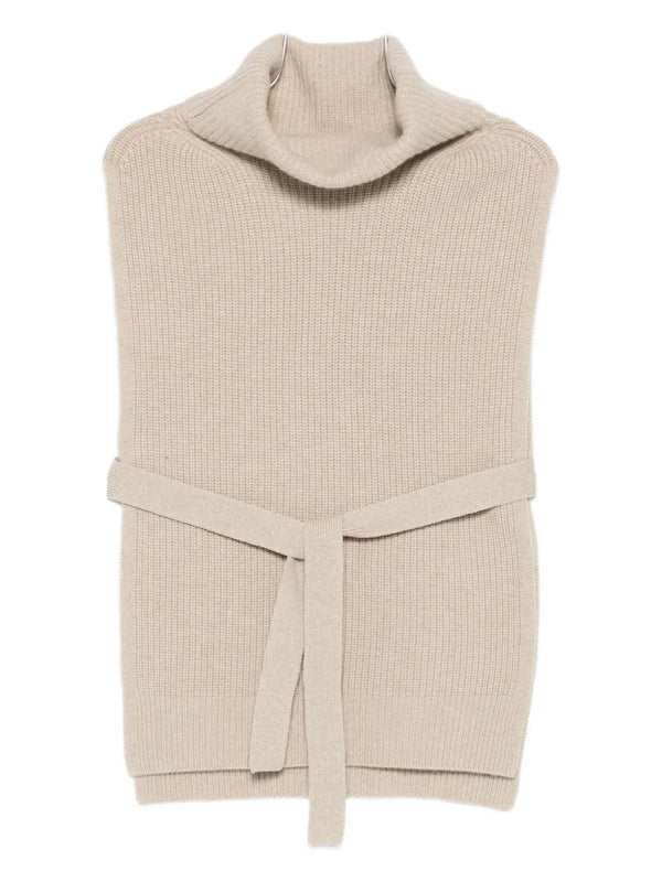 Yves Salomon 100% Ribbed Knit tank top in beige